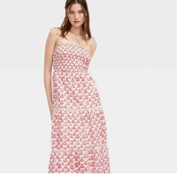 NWT Roller Rabbit X Target Floral Tie-Shouldered Tier Maxi Dress Medium - Picture 2 of 5